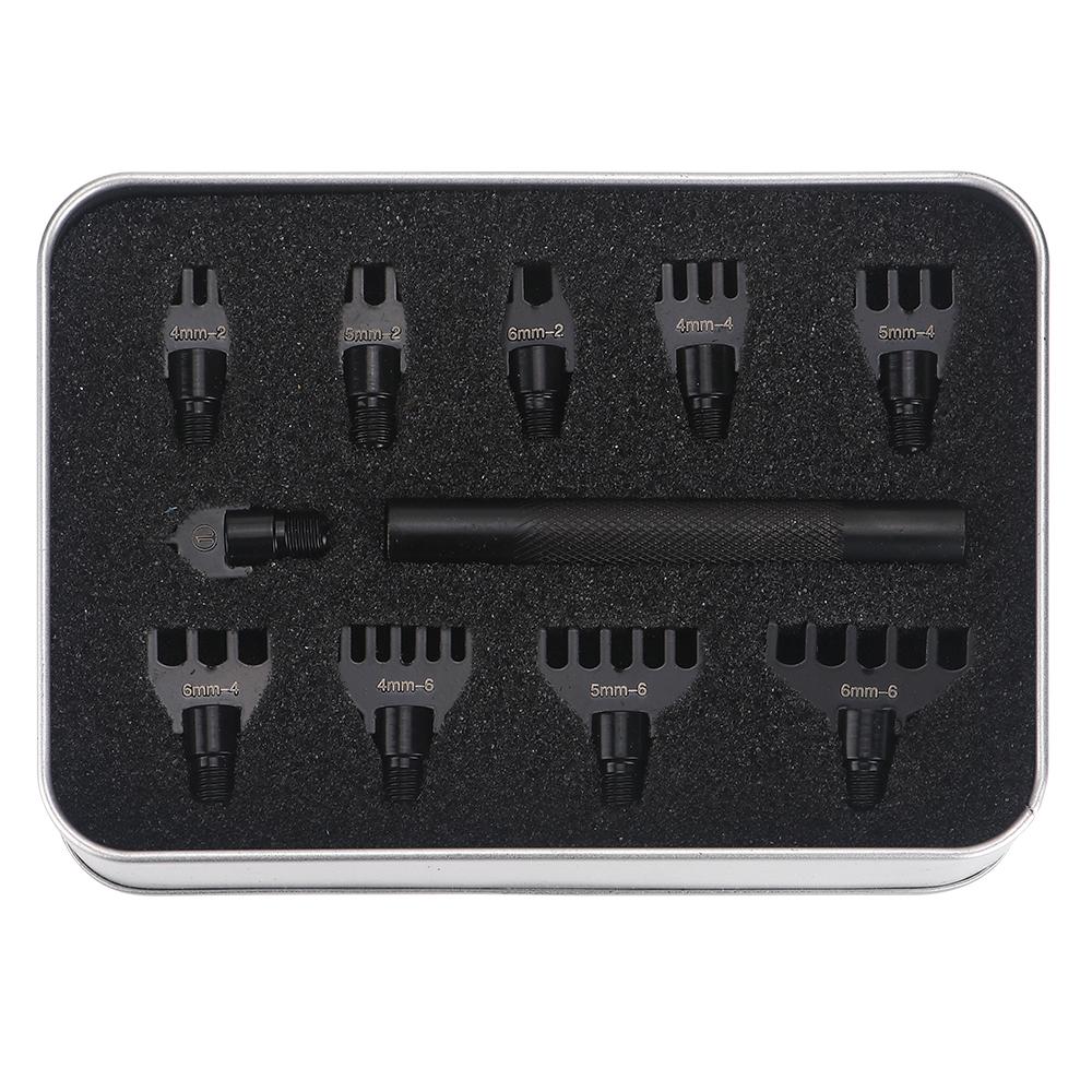 1set High Quality Leather Punch Tool Set, 4/5/6mm Punching Spacing, Professional DIY Leather Stitching Cutting Hole Puncher Tool чёрный