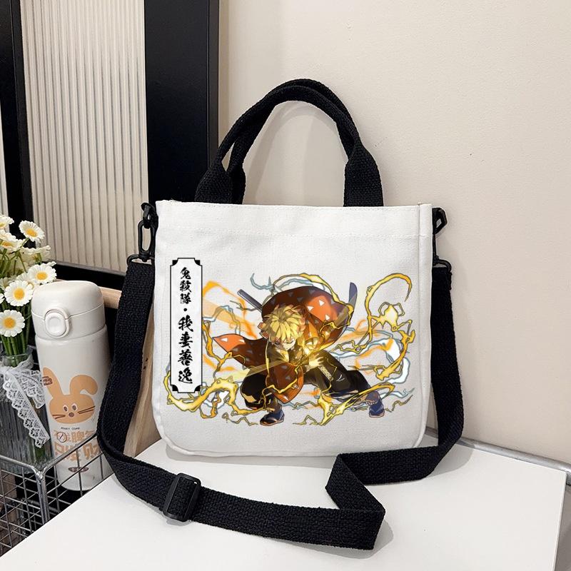 Anime Demon Slayer Canvas Crossbody Bag Cartoon Figures Print Shoulder Bags Fashion Minimalist Commuting Storage Handbag Gifts