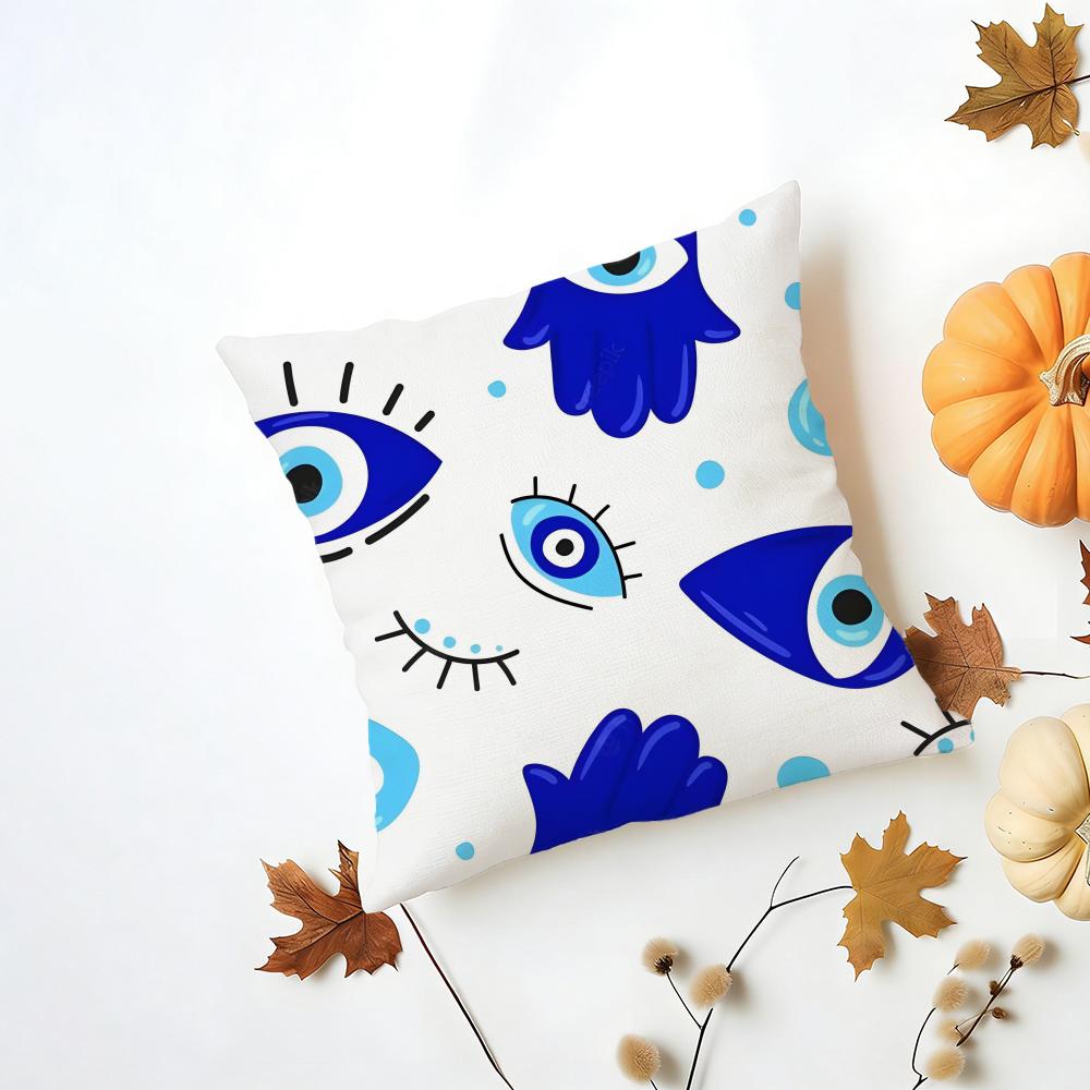 Mystic Protective B-Evil Eye Art Print Cushion Cover Washable Linen Pillowcase Soft For Daily Sofa Bed Home Room Decor