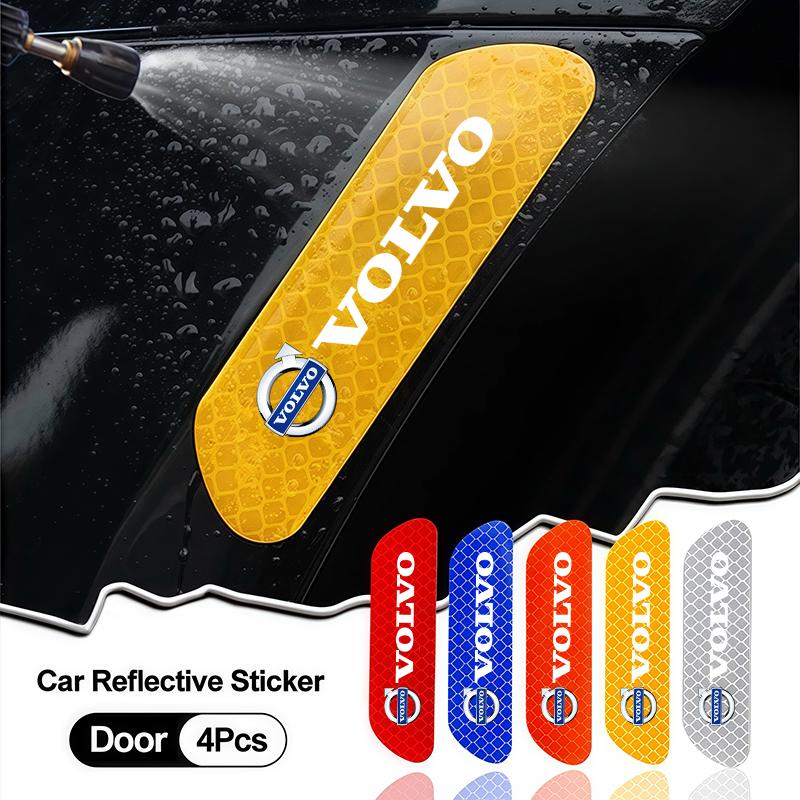 AABBI1 4Pcs Reflective Car Door Sticker Safety Warning Tape Decal For Volvo XC60 XC40 V60 V40 XC90 XC70 V50 S60 V70 S90 AWD V90 Rdesign