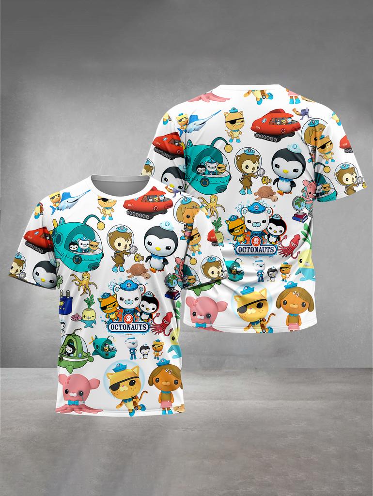 Summer Round Neck 3D Printed Cartoon O-octonauts Pattern Top Fashionable Casual Short Sleeved Children's Boy T-shirts