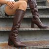 Fashion 2025 Women Knee-High Boots Elegant Street Style Pointed Toe Chunky High Heel Zipper Long Booties Party Shoes
