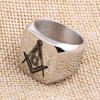 Multicolor Freemason Logo Stainless Steel Ring - 18MM Etched Design