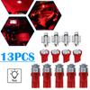 13pcs/1set T10 Red Car Interior Lights LED Dome Map License Plate Light Lamp 12V Car Door Reading Lamp Universal Car Accessories