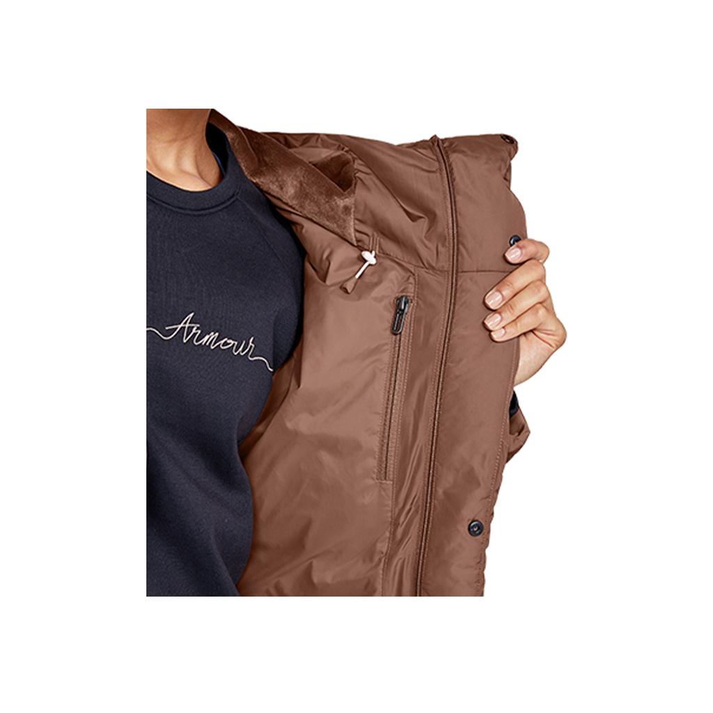 Under Armour Sportstyle Training Mid-Length Hooded Down Jacket Women Outerwear Brown 1346480-270