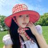 Women's Summer Korean Style Reversible Plaid Fisherman Hat Student Versatile Wide Brim UV Protection Sun Hat Fashionable Headwear Daily Outings School