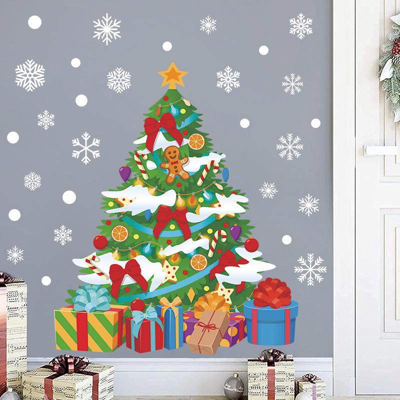 Christmas Snowflake Glass Window Decoration Sticker Self-Adhesive Material Christmas Tree Holiday Party Decorations Wall Sticker