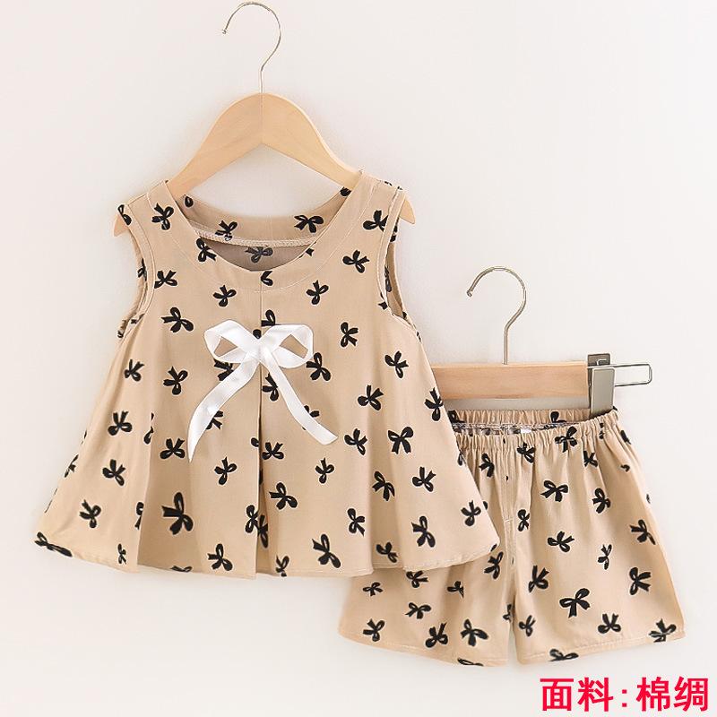 Girls Summer Floral Rayon Vest And Shorts Set Cute Baby Cotton Silk Home Wear Two Piece Outfit For Kids
