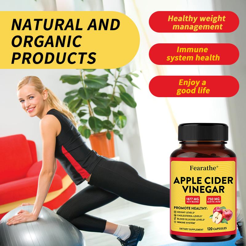 Apple Cider Vinegar 120 Capsules Extra Strength ACV Supplement with Vitamin D3