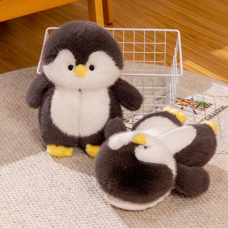 Fashion Lovely cartoon penguin slippers woman home keep warm shoes winter womens animal fur slides fluffy indoor slipper lady room scuff