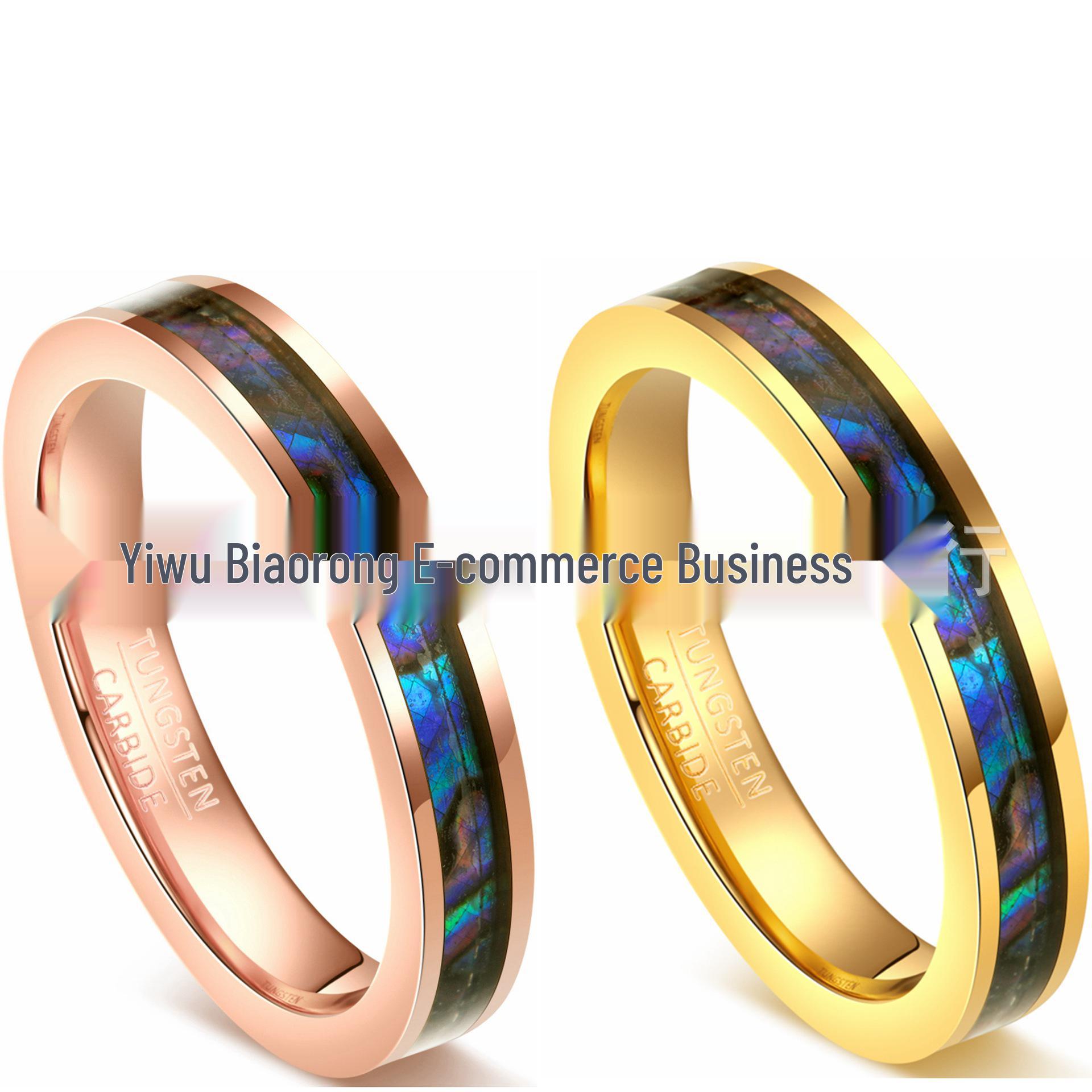 

4mm Women s Tungsten Steel Ring with Inlaid Shell, US Size 5-11 Size 11 золотой