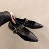 Autumn New Flat Shoes Women's Fashion Pointed Head Shallow Mouth Rivets Soft Sole Anti-slip Wear-resistant Low-top Shoes