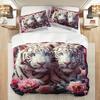 Couple Pink Tiger Rose Comfortable Quilt Cover Set 1 Comfortable Quilt Cover+2 Pilowcases Home Four Seasons Dormitory High-Definition Printing