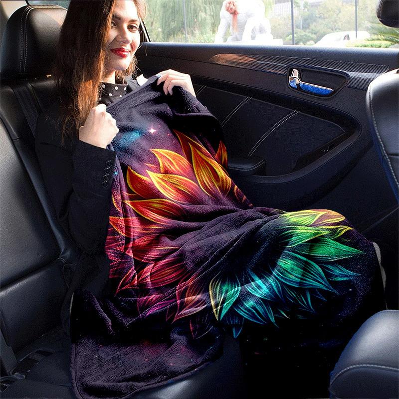 1pc Sunflower Printing Lightweight Flannel Blanket, Comfortable and Warm Blanket, for Camping Sofa Bed and Couch Office, Suitable for Gift Bl