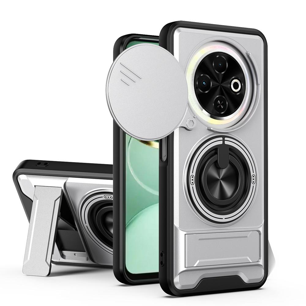 KEYSION Magnetic Phone Case for TECNO Spark 30C 4G Slide Camera Protection Upright Kickstand Shockproof Back Cover for Spark 30C