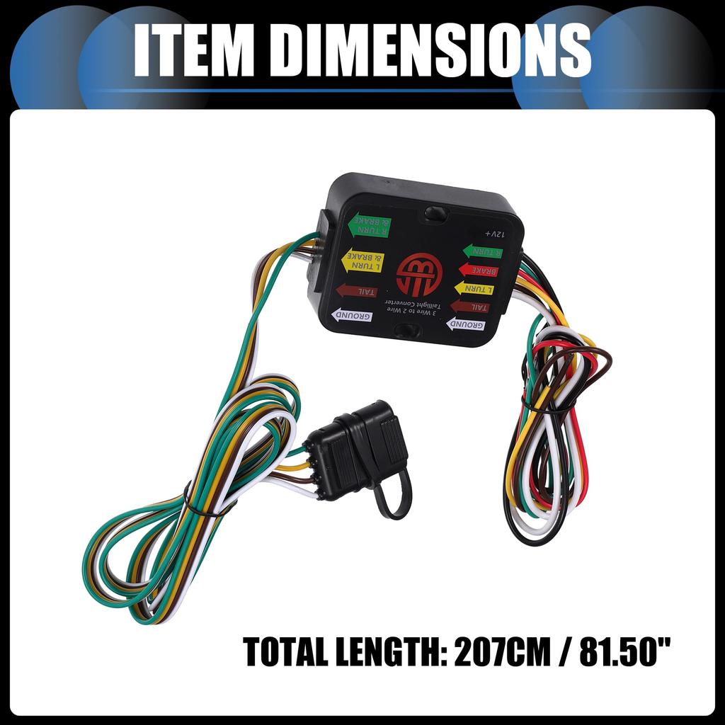 INFINAUTO Powered 3-to-2 Wire Splice In Trailer Tail Light Converter Vehicle 4 Pin Wiring