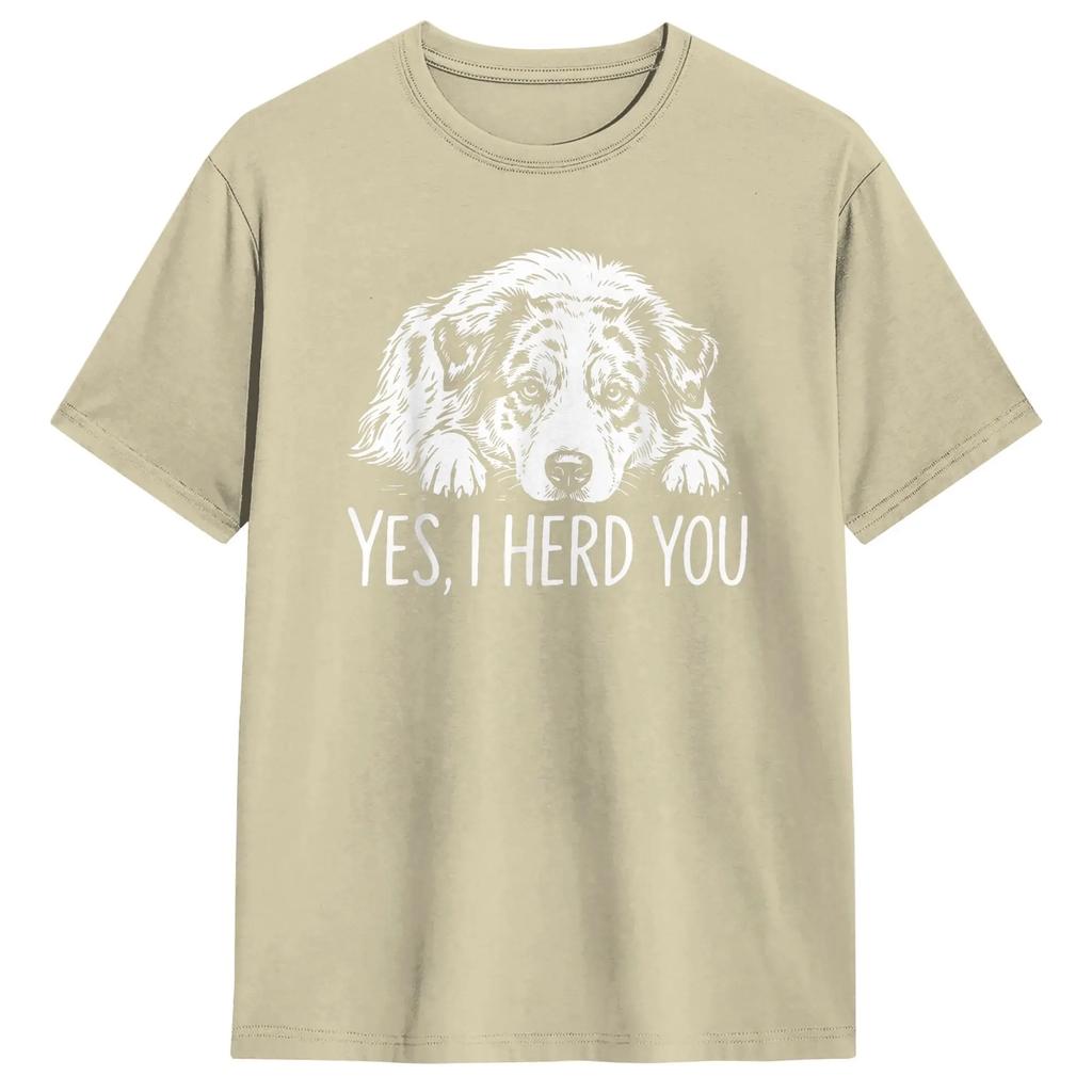 Men T-Shirt Yes I Heard You Line Art Australian Shepherd Dog Lover  Tee Shirt Short Sleeve  T Shirt Round Collar Clothes