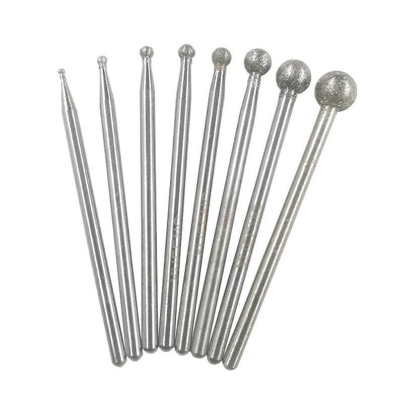 8 Pieces 2.35mm Shank  Spherical Head  Grinding Bits Rotary Grinding Wheel Head Grinding Burr Dril