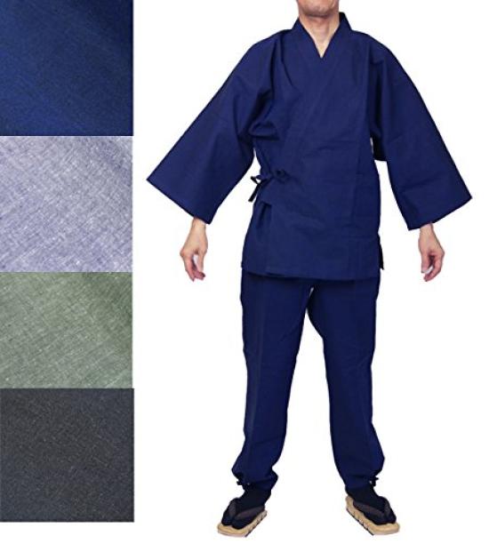 Summer Samue Work Linen and Cotton Sizes Casual Japanese Item (Colorful Clothes) - Blend, Unisex, S, M, L, LL, (Size S, Black)