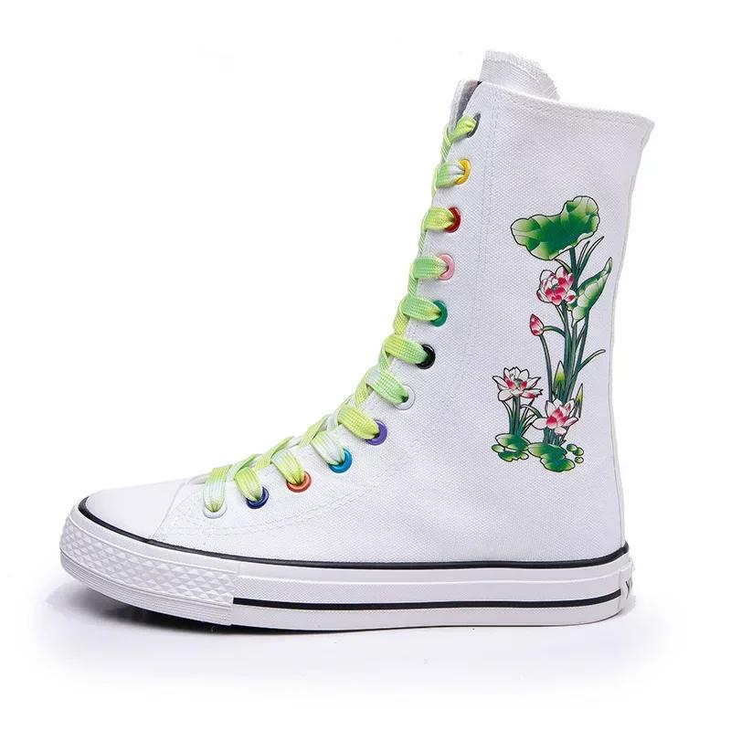 Móda 2024 Nové Jaro Podzim Dámské Boty Plátěné Ležérní Vysoké Boty Kotníkové boty Šněrovací Zip Pohodlné Ploché Boty Tenisky 34-43