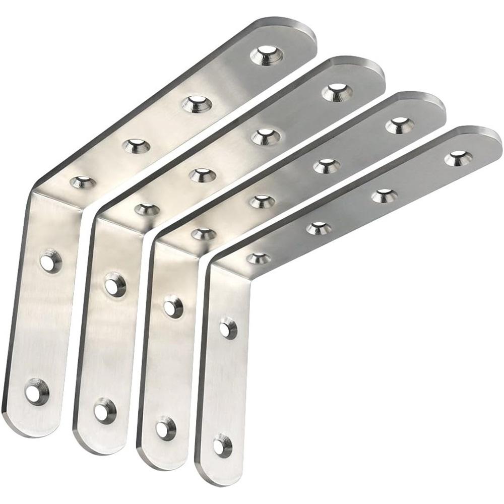4 Heavy-duty Shelf Brackets, 4 Mm Thick, Suitable For Wall Mounting Shelves, 90-degree Angle Brackets, Suitable For Wood, Dimensions 150 Mm × 100 Mm