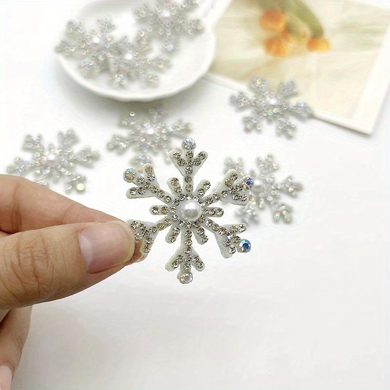 20 STÜCKE 40mm Glitter Strass Tuch Weihnachten Schneeflocken Patches DIY Handwerk Kuchen Haarnadel Applikationen Liefert