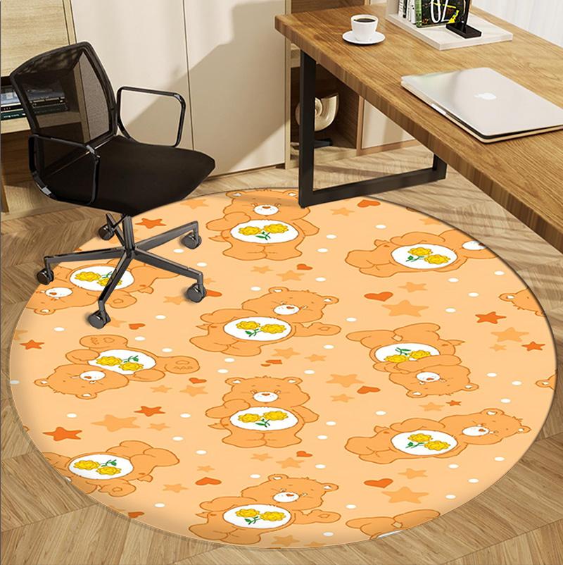 Care Bears Pattern Round Rug, Indoor/Outdoor Mat, for Picnic, Gameroom, Bedroom, Office, Living Room, Home Decor Carpet, Birthday Gift
