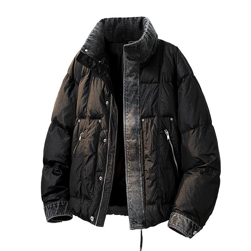 LEE Collaboration Men's Winter Denim Patchwork Down Jacket, 90% Down.