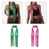 Women Skinny Scarf Thin Choker Knit Belt Stripe Long Tie Scarf Bag Handle Wrap
