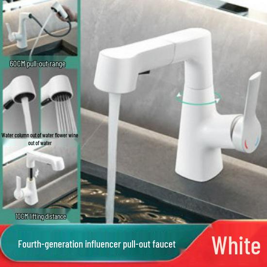 Rotating Brass Countertop Basin Faucet with Digital Display & Aerated Waterfall