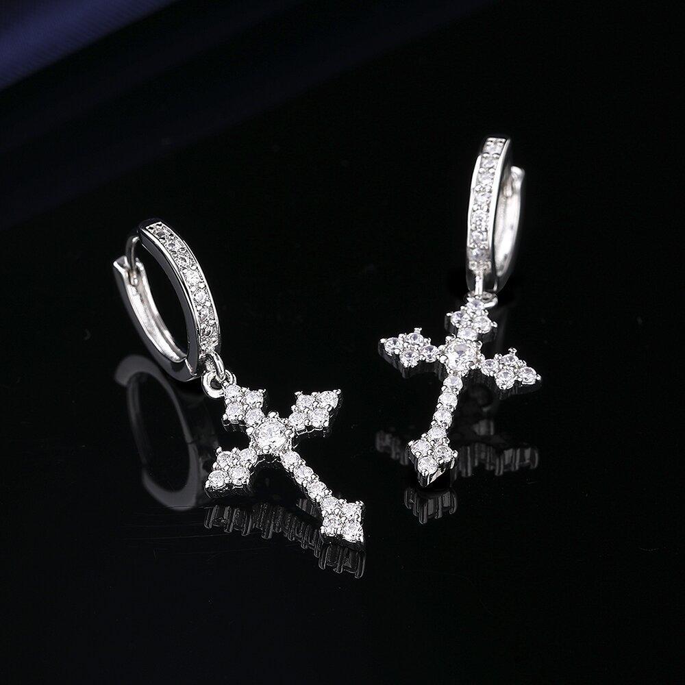 Fashion Classic Cross Earrings Inlaid With Aaaaa Crystal Zircon Women's And Men's Personalized Jewelry Earrings