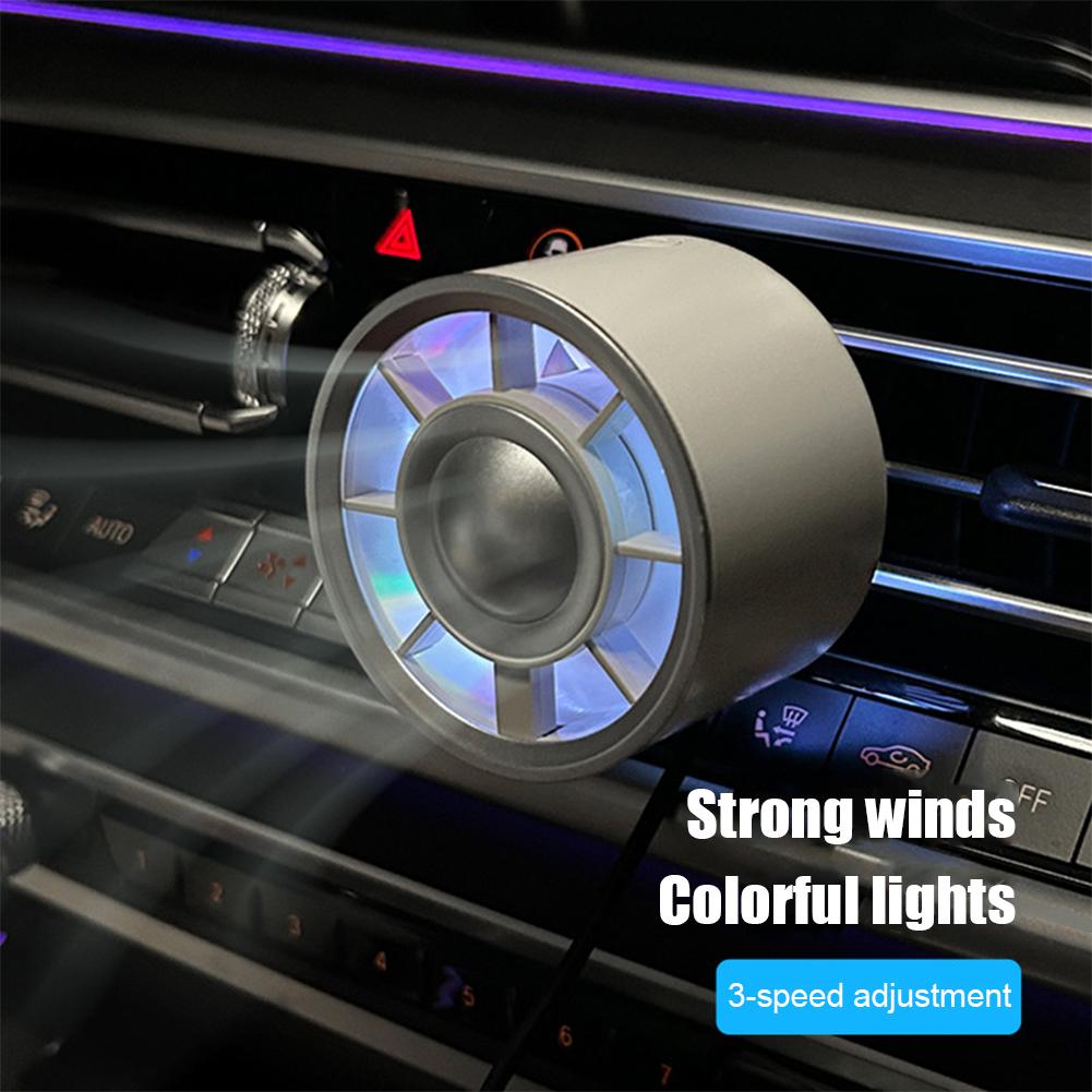 Vehicle-mounted Small Fan Air Conditioner Outlet Clamp Conditioner Colour Interior Usb Light Am J4V2