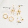 IF ME 6 Pcs/Set Luxury Bowknot  Earrings for Women Retro Gold Color Copper Metal Dainty Cute Bow Zircon Stud Earring Jewelry Gift