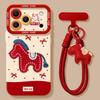 Embroidered Three-dimensional Pony Is Suitable for Apple 17pm Red High-value Soft Phone Case.