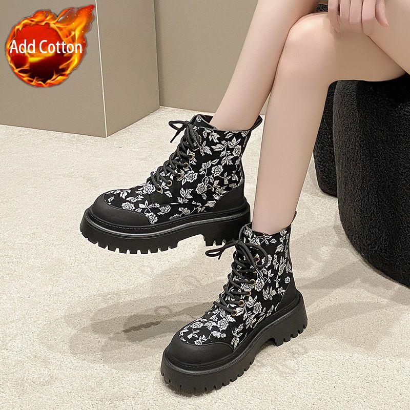 Fashion Ankle Boots for Women Elegant With Medium Heels Combat Woman Short Shoes New Rock Lace-up Designer Luxury Booties Fashion 2025