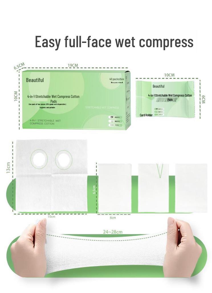 Four-in-One Hydrating Cotton Pads - Stretchable, Thin Tencel Wet Compress Towels in Individual Packaging for Skincare.