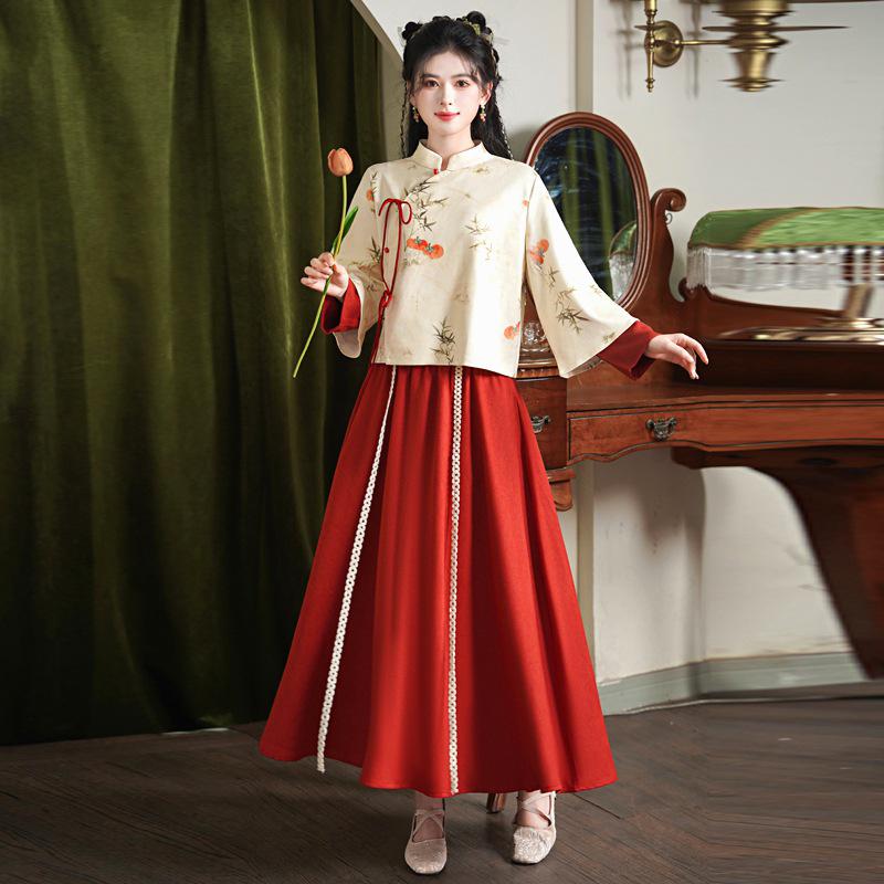 Autumn/Winter Retro Tang Suit: Chinese-Style Hanfu Cheongsam Set