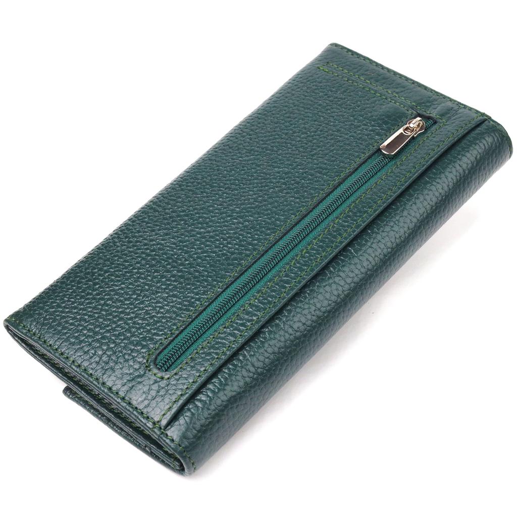 Women's Practical Wallet Made of Genuine Grained Leather CANPELLINI Wallet 21628 Green