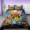 Pikachu Bedding Set Cartoon Anime Children Bedroom Quilt Cover Boy Girl Bedclothes Single Double King Pikachu Duvet Cover Gift