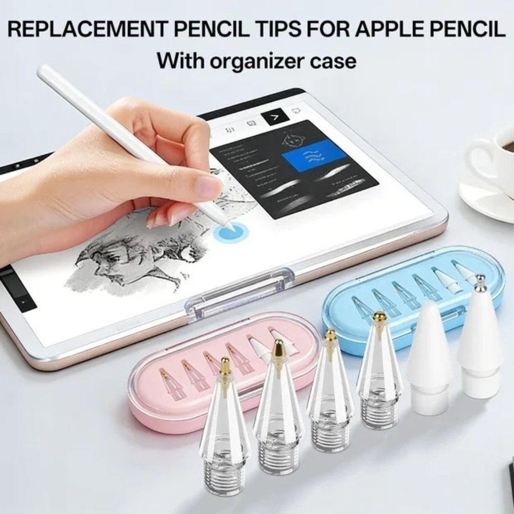 6PCS/Set Wear-Resistant Mixed Pen Tip Set No Delay Continuous Touch Replacement Pencil Tips for Apple Pencil 1/2 USB-C Pro