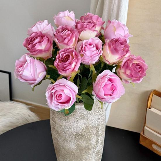 Artificial Rose Flower, Long Stem Fake Silk Roses for DIY Bridal Bouquet, Wedding Party Centerpiece, Home Table Decor