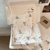 Cute Korean Style Women's Short-Sleeved Camisole Pajama Set with Chest Pads, Imitation Cotton