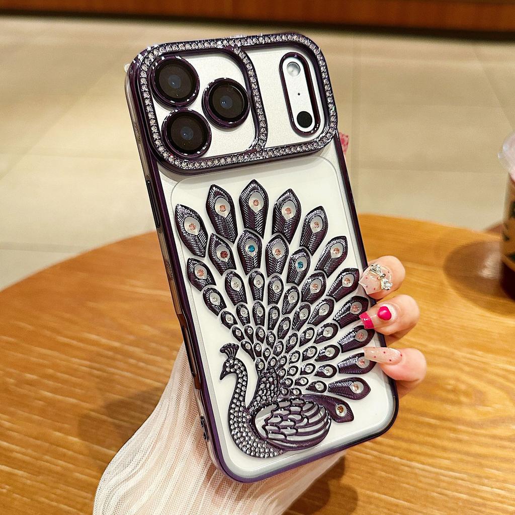 Anwendbar auf Apple 17 ProMax Glitzer Pfau Handyhülle Strass IPhone 16 Neue High-End-Haptik 15 Schutzhülle