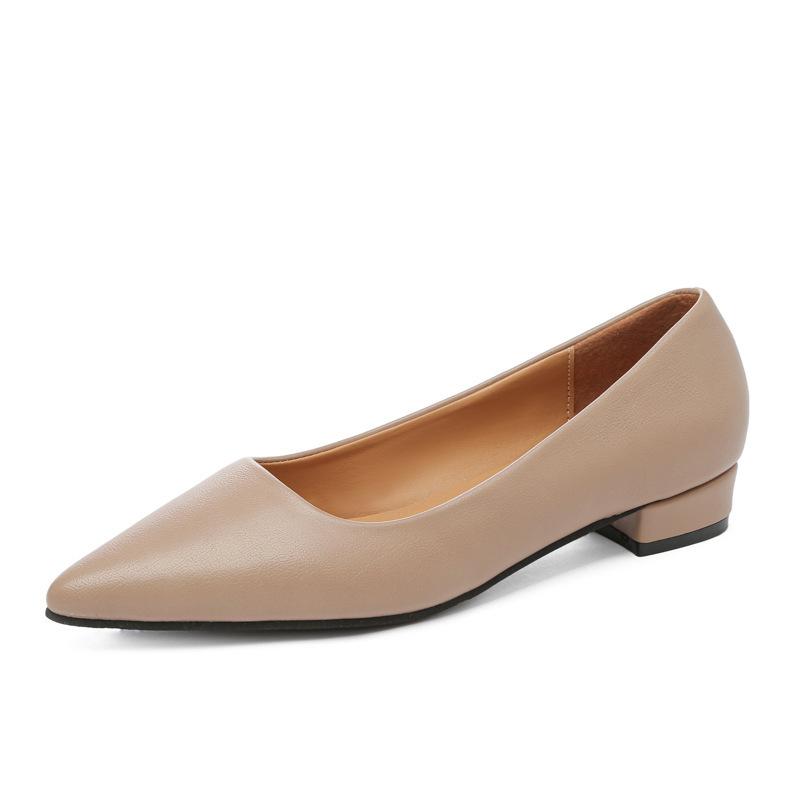 Nuove Scarpe Basse a Punta con Tacco Quadrato e Bocca Bassa in Pelle Piccola da Donna Eleganti e alla Moda Tacchi Alti Scarpe da Abito