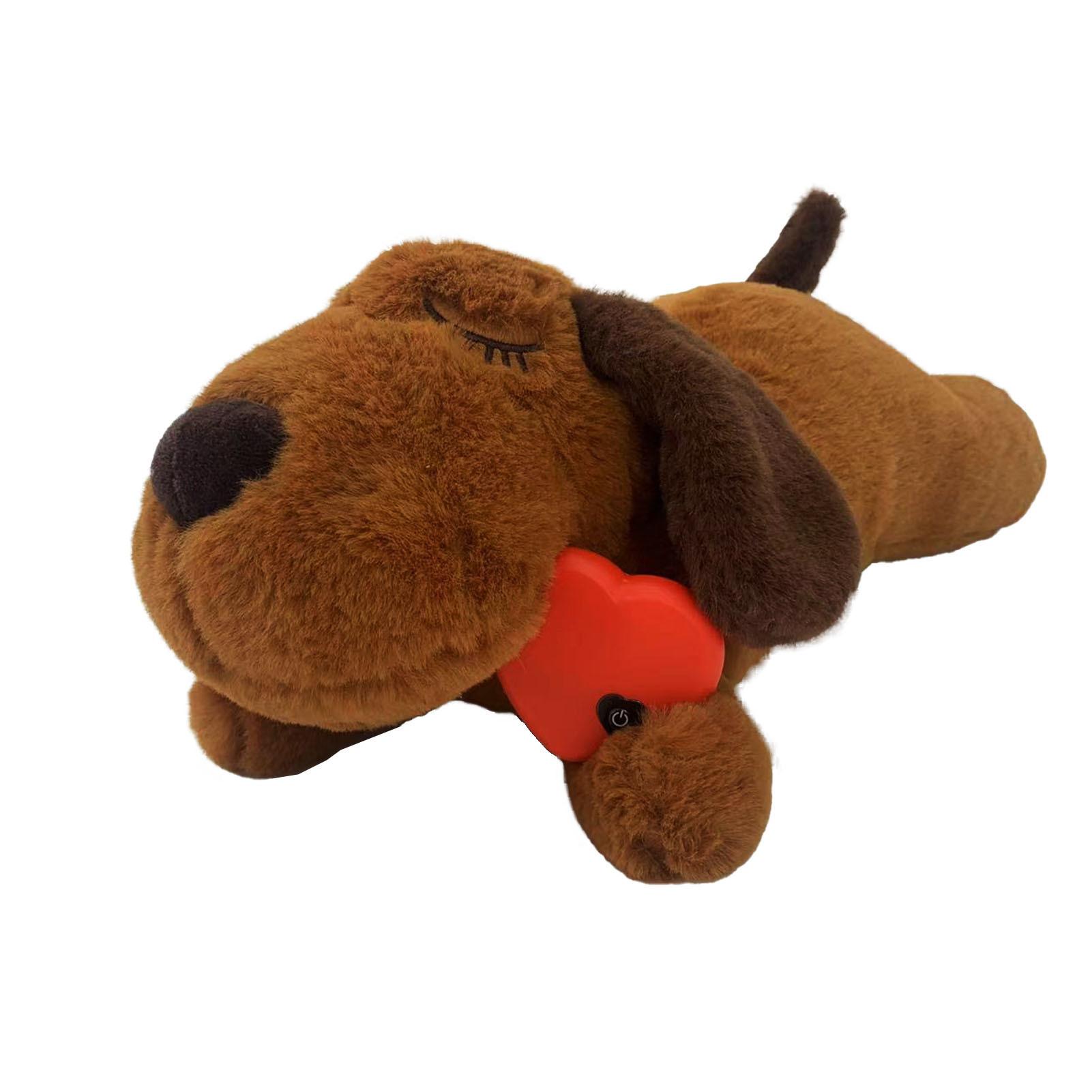 Hot Selling Pet Dog Cat Accompany Heartbeat Warm Bag Plush Toys Anxiety Companion Interactive Toy Help Sleeping / коричневый