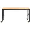 Workbench Adjustable Height, 155 x 51 cm Garage Table w/ 80 – 105 cm Heights & 720KG Capacity, with Power Outlets & Hardwood Top & Metal Frame &