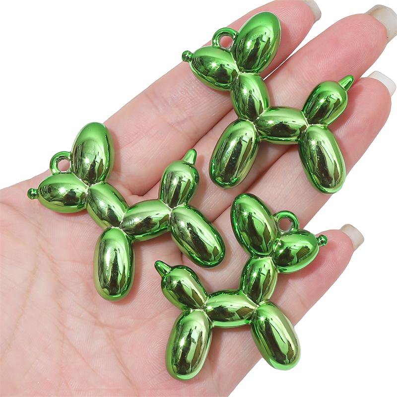 1/2pcs Acrylic Electroplated UV Balloon Dog Pendant Charms for DIY Jewelry Earring Bracelet Making