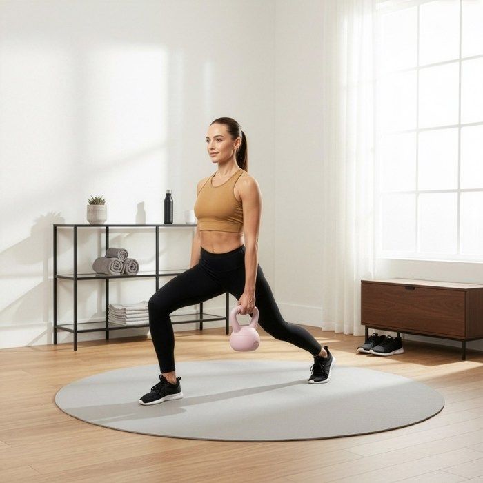 Kettlebell - SPRINGOS - 4 kg - Souple - Ergonomique - Rose clair