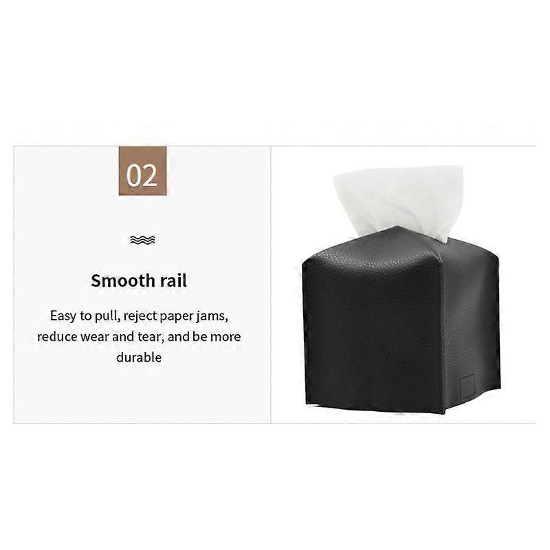 2 PCS Tissue Box Cover, Modern PU Leather Square Tissue Box Holder for Creative Decorative, Ideal for Bathrooms/Office/Car/Dining Table