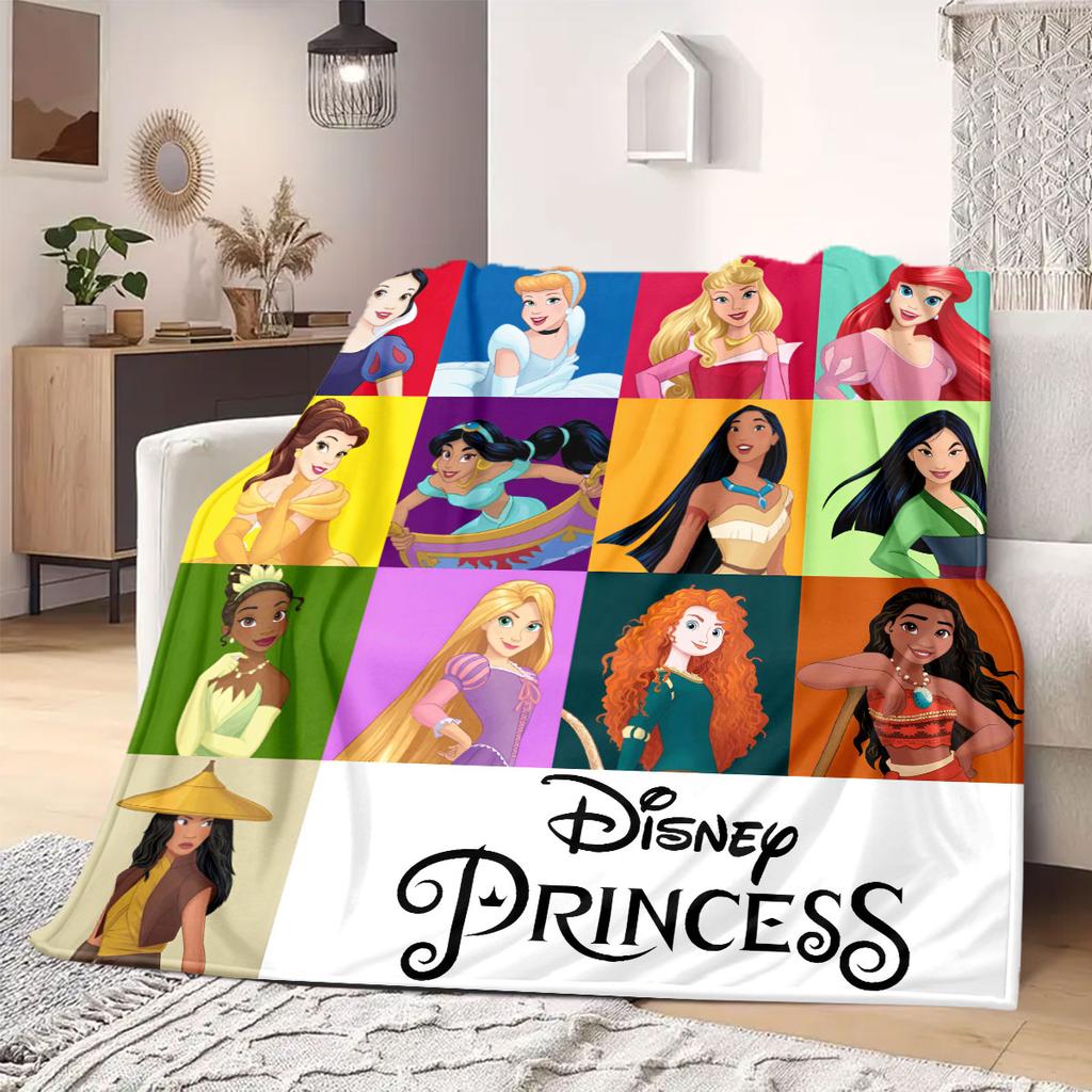 Princess Print Cartoon Flannel Blanket for Travel Picnics Bedrooms Sofas Beds Chairs Home Decor Design